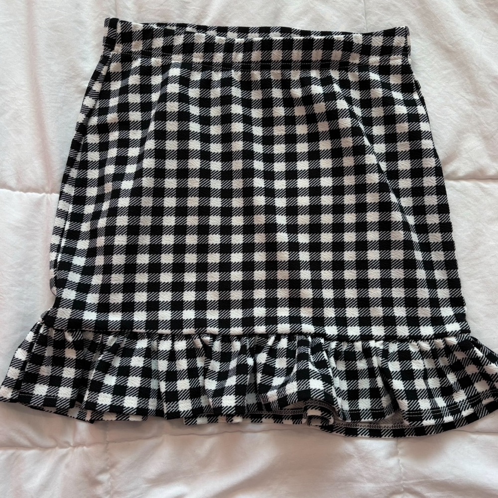 Ruffle Gingham Bodycon Skirt
